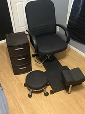 Pedicure Chair and Stool with Cabinet Adjustable Height