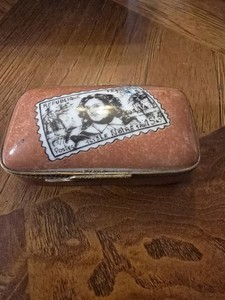 Limoges France Porcelain Hinged Pill Trinket Box, Divided Interior, Stamp Lid