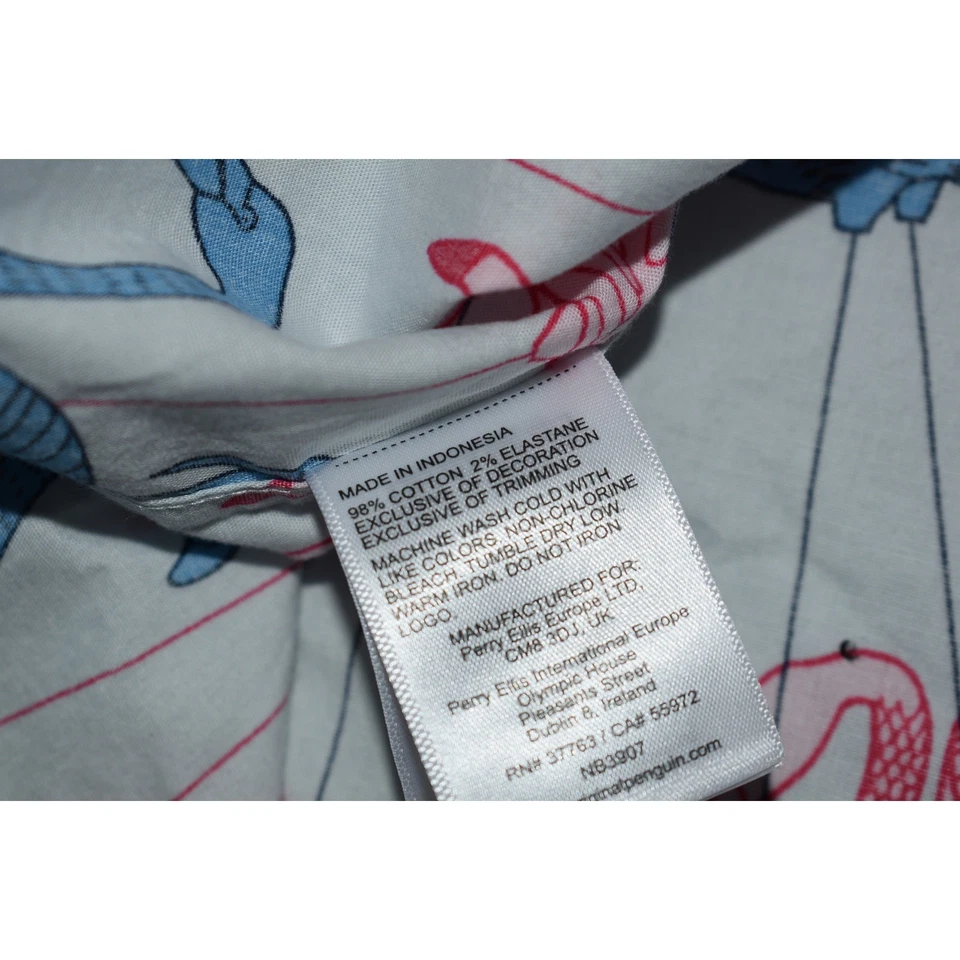 Original Penguin Munsingwear Shirt Men Size Large Hawaiian Blue Pink Flamingo - Image 4 of 4