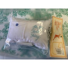Vintage Official Tooth Fairy Pillow   White Satin with Pocket  Lace Trim, New
