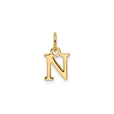 14k Gelbgold Buchstabe N Anhänger Charm Blockschrift poliert Initiale Monogramm