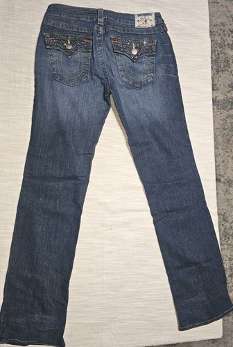 True Religion High Rise Distressed Embelished Flared Boot Cut Women’s Jeans S 32 - Picture 8 of 11