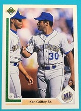 1991 Upper Deck #572 Ken Griffey Sr. w/ Junior Seattle Mariners Baseball Card D3