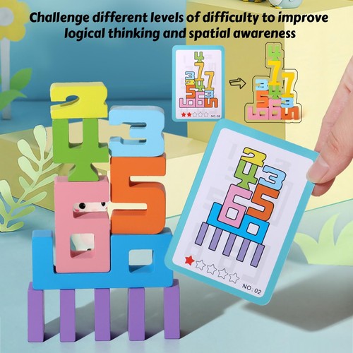 20 Pcs Stacking Wooden Math Numbers Blocks for 3+ Years Old Kids 1-10 Montess... - Picture 6 of 7