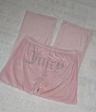 Juicy couture womens large pink velvet flare track pants booty embroidered Y2K