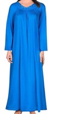 Shadowline Lingerie Petals 53 Inch Long Sleeve Gown Sapphire Large