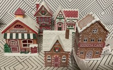   Christmas Village Post Office,bakery,Candy,Coca  GINGERBREAD Light Up  5 Pcs