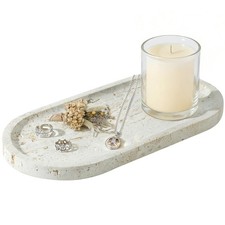 Natural Travertine Marble Tray, Bathroom Dresser Tray for Countertop, Decorat...
