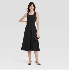 Women's Corset Midi A-Line Dress - A New Day Black Size 12