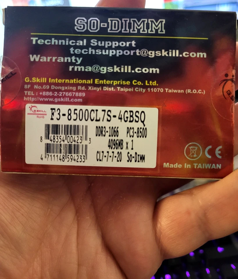 G.Skill 4GB DDR3 204-pin SO-DIMM 4 GB 1 x 4 GB DDR3 1066 MHz F3-8500CL7S-4GBSQ - Image 3 of 3