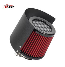 Universal Cold Air Intake Filter w/ Stainless Steel Heat Shield High Flow