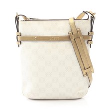 LOEWE Repeat Anagram Shoulder Bag PVC Leather White Gold Hardware #RC4021