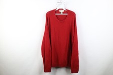 Vintage 90s Eddie Bauer Mens Size Large Blank Cotton Knit Crewneck Sweater Red
