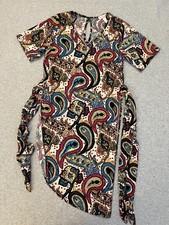 Karen-T Design Paisley Wrap Mini Dress Small Tie Waist Boho Festive Y2k Vintage