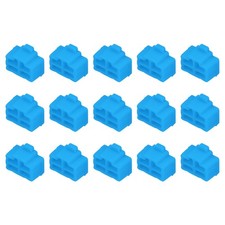 15pcs RJ45 Port Duct Covers Caps Plugs Protector for Laptop PC Ethernet Sky Blue