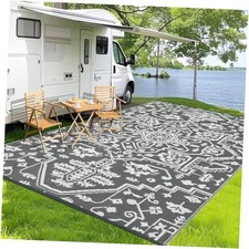  Waterproof Outdoor Rug 9x18, Reversible Plastic Straw Patio Camping Rug, 