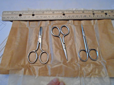 Set of 3 Small Nail  Cuticle Scissors New in Pkg 2 Curved 1 Straight Blade