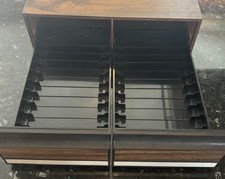 VTG Retro VHS Holds 24 Tapes Holder Faux Wood 2 Drawer Cabinet Storage Case VCR