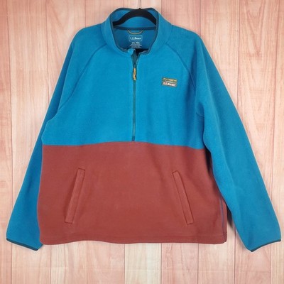 L.L.Bean Mens Sweatshirt Sz 2XL Blue Fleece 1/4 Zip Raglan Sleeve Mock Neck