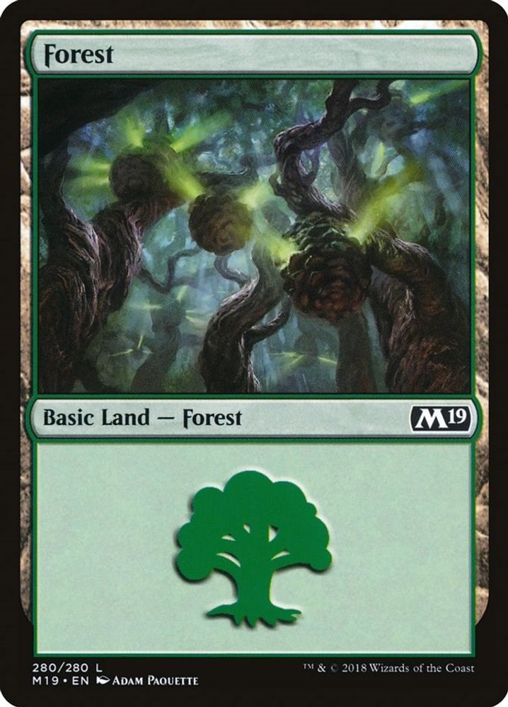 2018 Magic: The Gathering: Core Set 2019 - Forest 280 (#280, L, Near Mint)