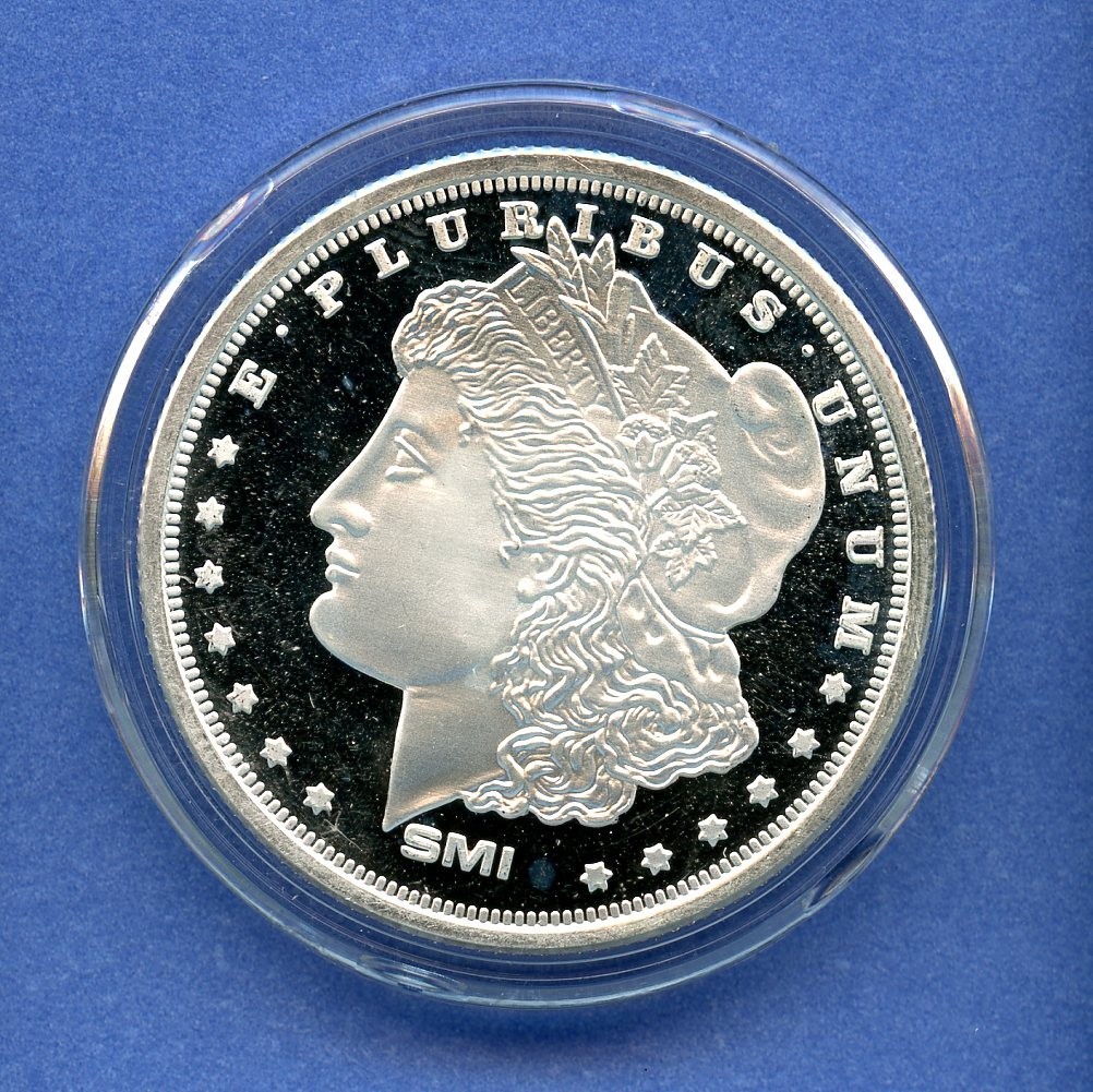 simuero シルバー925 20号 モーガン蔵人 ours SMI Morgan Dollar Style Tribute Sunshine Mint 1oz .999 Fine Silver