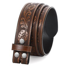 Ceinture western en cuir pour homme (sans boucle), 3,8 cm de large, Style E