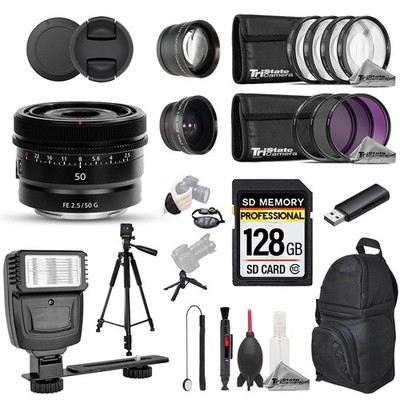 Sony FE 50mm f/2.5 G Lens - 20pc 128GB Pro Kit