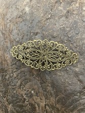  2 Vintage Bronze Filigree Barrettes
