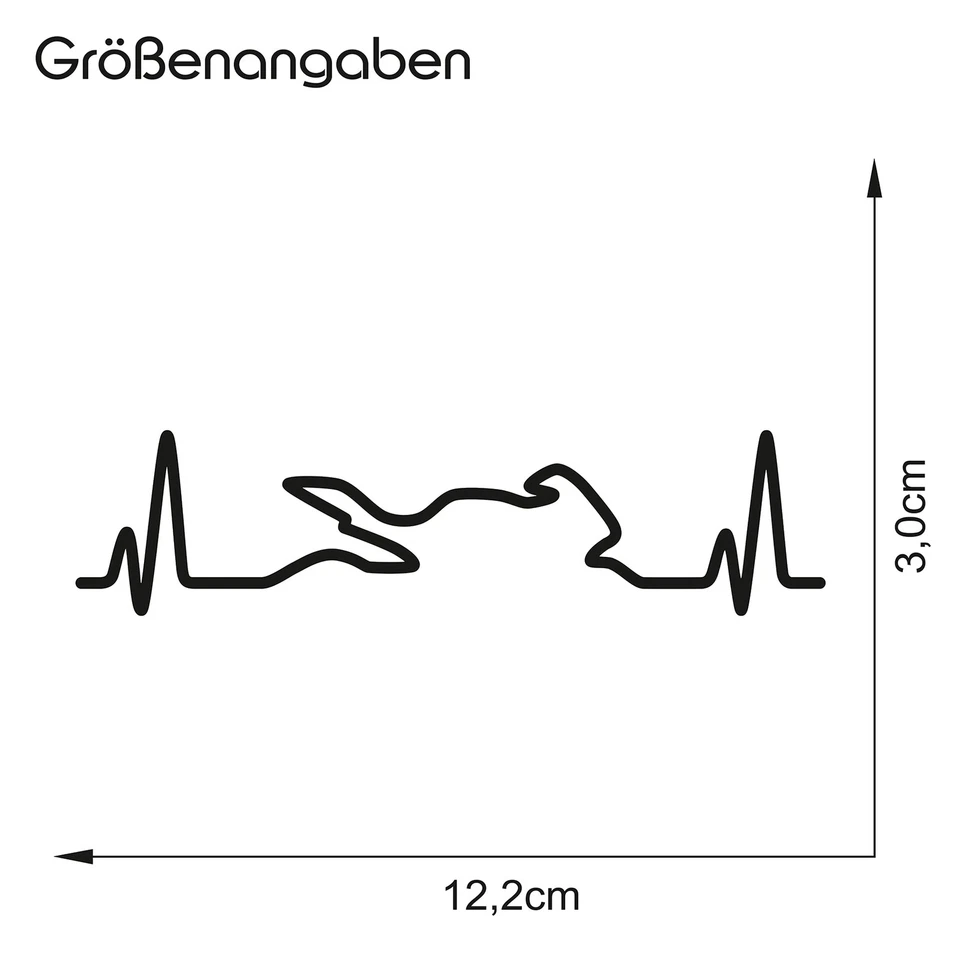 2er Set Bike Aufkleber Herzschlag Neon Gelb 12x3cm Motorrad Auto Helm K158 - Bild 3 von 4