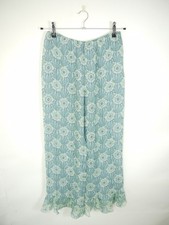 Pantalone Prada seta blu stampa floreale volant cropped gamba larga estivo taglia 10-12