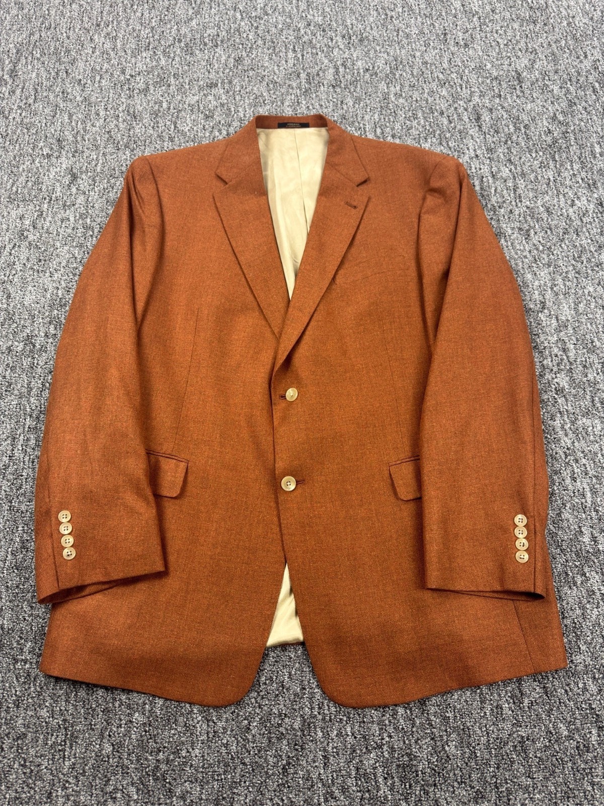 Hart Schaffner Marx Blazer Men 48L Orange Wool Tweed Sports Coat Jacket Vtg USA