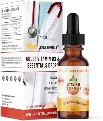 Unique Formula Adults Health Essentials Drops - Liquid Natural Vitamin D3 Supply