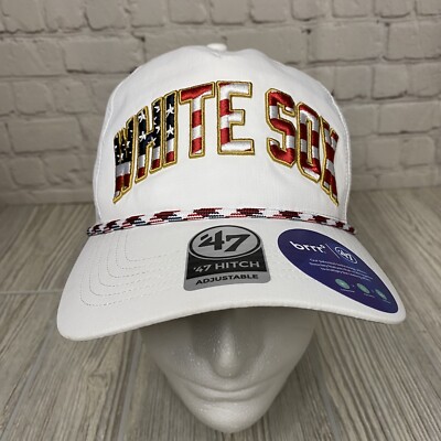 Chicago White Sox American Flag Spellout Snapback Rope Hat 47 Brand Hitch Brrr