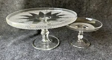 Antique EAPG 12 Point Star 9-1/4" Cake Stand with Teardrop Candy Dish Compote