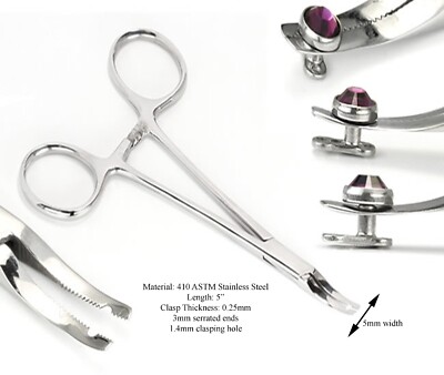 Surface Anchor 5.5'' 1.2mm hole Thin Micro Dermal Steel Forceps Piercing Tool