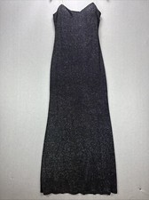 Jump Apparel 9/10 Formal Strapless Black Dress Shimmer Bodycon Prom Evening Y2K