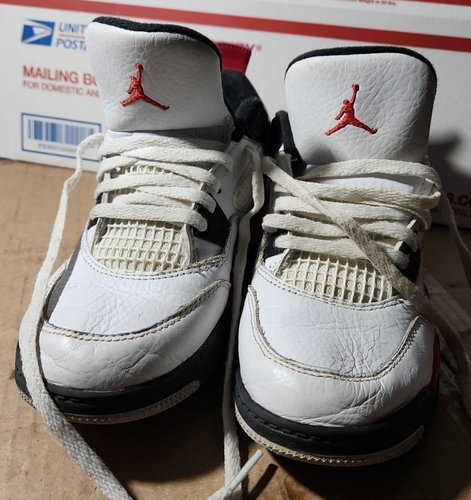 Nike Air Jordan 4 Retro Red Cement White BQ7669-161 Preschool Ps Size 1Y - Picture 8 of 8