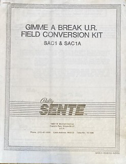 Gimme A Break Arcade Game Manual