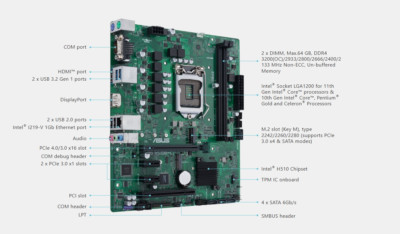Asus PRIME H510M-C Intel LGA 1200 DDR4 SDRAM Desktop Motherboard