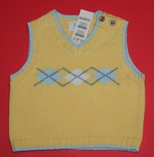 3 6 NWT The Children's Place EASTER Yellow Blue Argyle Sweater VEST Boys