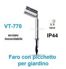 FARETTO LED GU10 FARO DA GIARDINO CON PICCHETTO PER LAMPADA GU10 IP44 V-TAC 