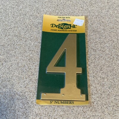 House Address Number 4 Four - 5 Inch Design-It System Gold Bronze Whitehall USA