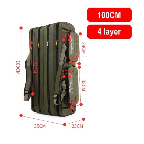 4 Layer Fishing Bag Oxford Cloth Fishing Rod Bag Fishing Tackle Storage