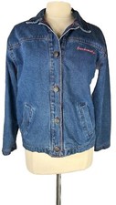 River Blue Sz M BRECKENRIDGE Embroidered Denim Jacket Button-Up Pockets Lined