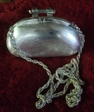 Rodo Italian Made Brushed Silver Metal Clutch Shoulder Bag  