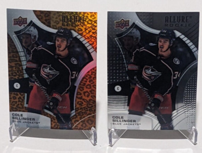 2021-22 Allure #116 Cole Sillinger Rookie Leopard & Base Cards Blue Jackets