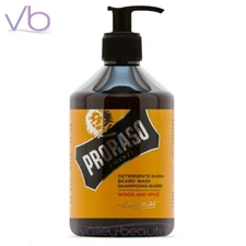 PRORASO Single Blade Wood and Spice Beard Wash | Gentle Cleanser, 500ml HUGE!
