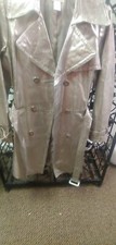 Leather Platinum/gold Double Breasted Woman Trench Coat By Carabella Sz 8