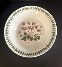 Portmeirion Botanic Garden Rim Soup Bowl ~Ivy Leaved Cyclamen ~ 8-1/2"