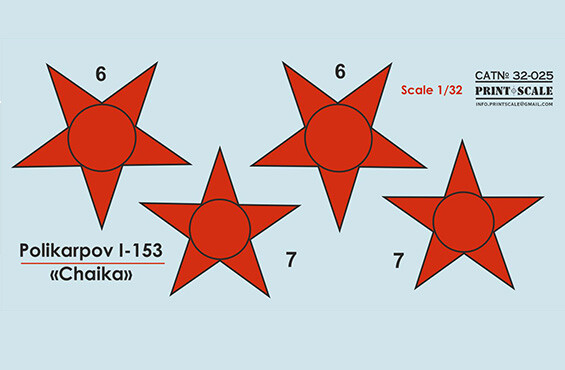 Print Scale 32-025 Polikarpov I-153 Chaika Part 1 decal for aircraft 1/32 scale
